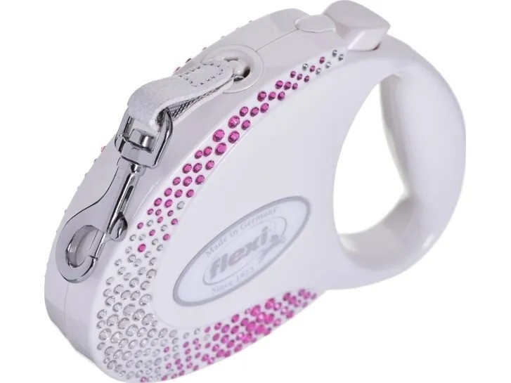 Flexi Glam M Beden Beyaz 5MT Şerit Tasma