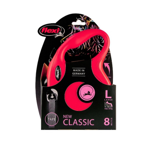 Flexi New Classic Otomatik Kırmızı Şerit Gezdirme Large 8 Metre