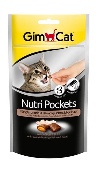 GimCat Nutripockets Kedi Ödülü Tavuk Biotin 60Gr