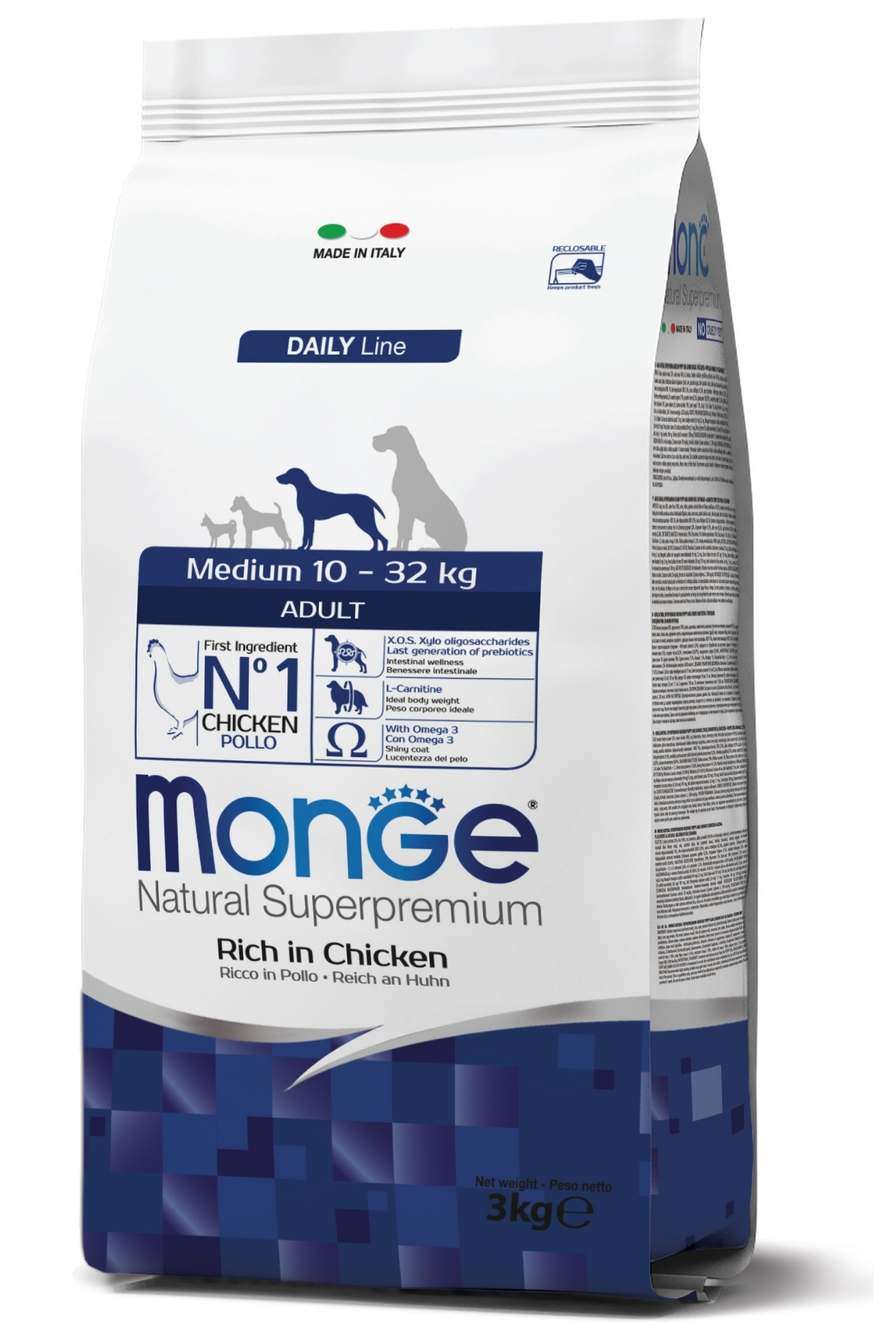 Monge Medium Adult Tavuklu Orta Irk Yetişkin Köpek Maması 3 Kg
