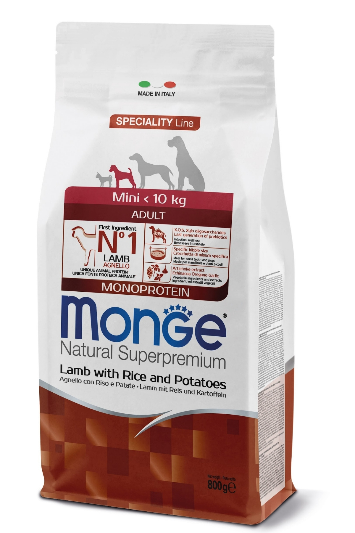 Monge Mini Adult Tek Proteinli Kuzulu Pirinçli Patatesli Yetişkin Köpek Maması 800 Gr