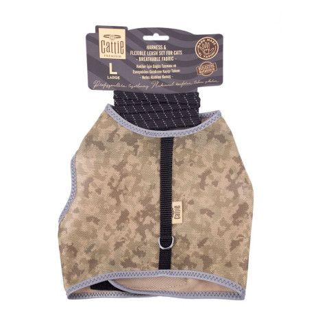 Cattie Lastikli Kedi Gezdirme Tasması 1.5x30-40cm (Kamuflaj)