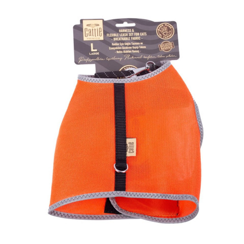 Cattie Lastikli Kedi Gezdirme Tasması 1.5x30-40cm (Turuncu)