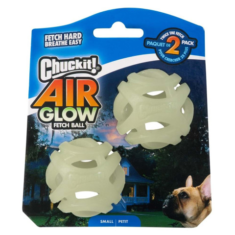 Chuckit! Max Glow Air Fetch Gece Parlayan Köpek Oyun Topu 2'li Paket (Küçük Boy)
