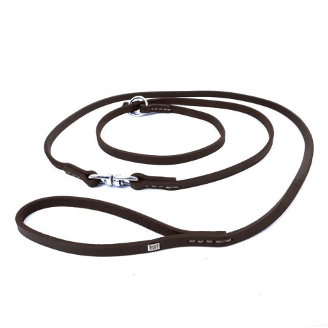 Doggie Yağlı Deri Eğitim Köpek Gezdirme Kayışı 2x140cm (Kahve)