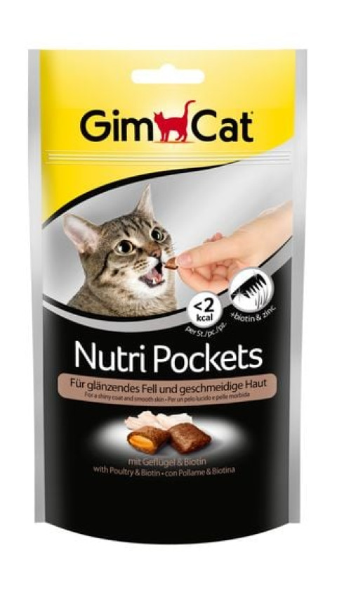 GimCat Nutripockets Kedi Ödülü Tavuk Biotin 60Gr