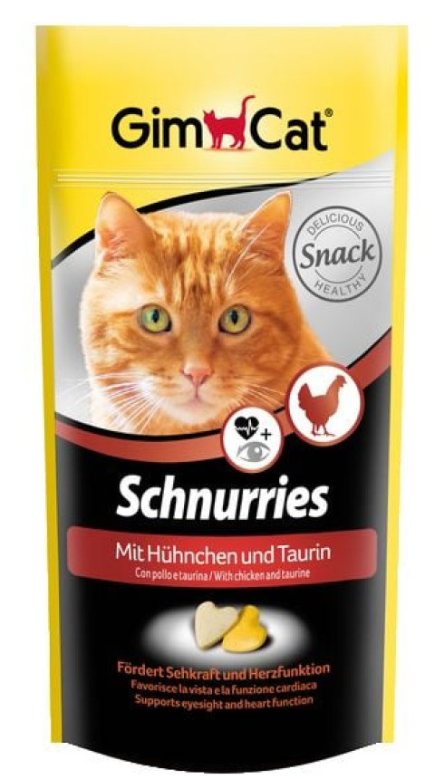 GimCat Schnurries - Tavuk&Taurinli Kalp Şeklinde Ödül Tableti 40 gr