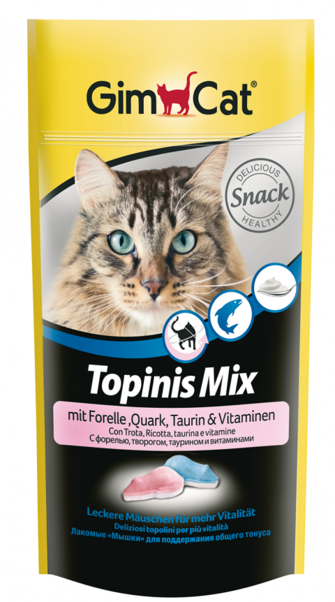 GimCat Topinis Mix Alabalıklı Peynirli Ödül Tableti 40gr