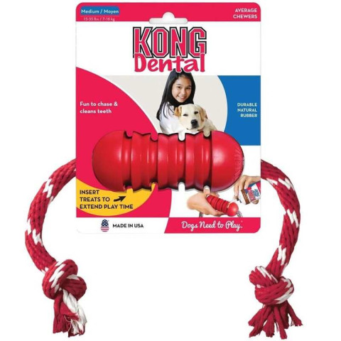 KONG Dental Diş Temizliği Sağlayan İp Sallantılı Köpek Oyuncağı M