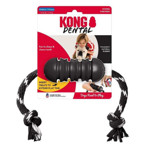 KONG Extreme Dental Diş Temizliği Sağlayan İp Sallantılı Köpek Oyuncağı Ultra Sert M