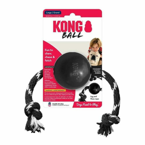 KONG Extreme Top Şeklinde Sesli ve İp Sallantılı Köpek Oyuncağı Ultra Sert L