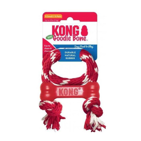 KONG Goodie Bone Kemik Şeklinde İp Sallantılı Çok Amaçlı Köpek Oyuncağı XS