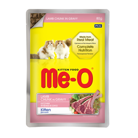 Me-O 9584-Pouch-Kitten-Parça Kuzu Etli 80 Gr /12