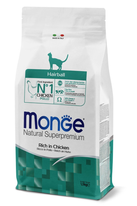 Monge Hairball Tavuklu Tüy Yumağı Önleyici Yetişkin Kedi Maması 1,5 Kg