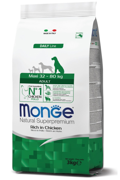 Monge Maxi Adult Tavuklu Yetişkin Büyük Irk Köpek Maması 3 Kg