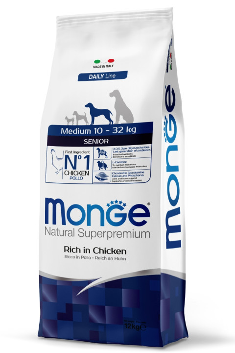 Monge Medium Senior Tavuklu Orta Irk Yaşlı Köpek Maması 12 Kg