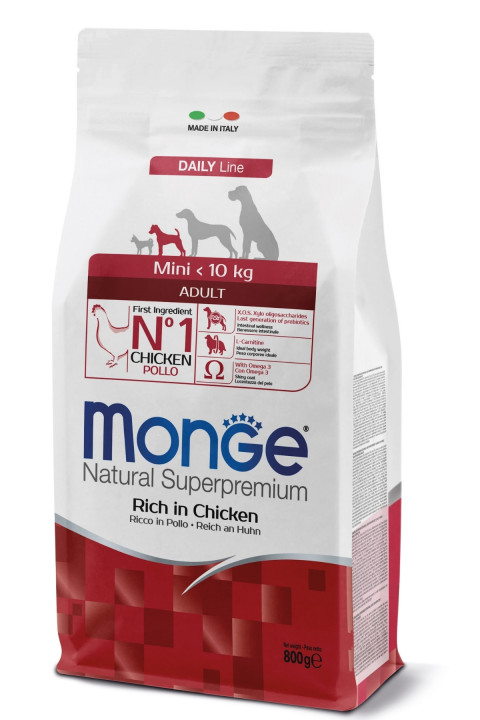 Monge Mini Adult Tavuklu Yetişkin Küçük Irk Köpek Maması 800 Gr