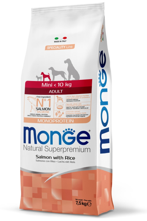 Monge Mini Adult Tek Proteinli Somonlu Pirinçli Yetişkin Köpek Maması 7,5 Kg