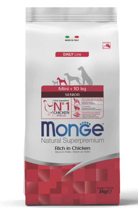 Monge Mini Senior Tavuklu Küçük Irk Yaşlı Köpek Maması 3 Kg