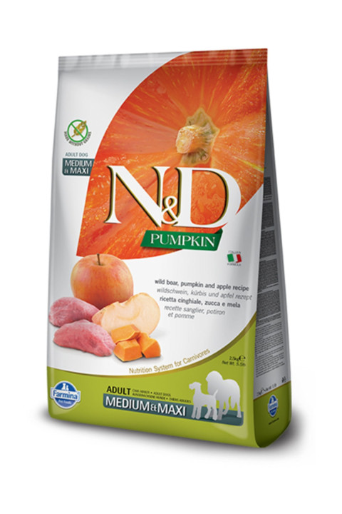 N&D Pumpkin Y.Domuz Adult Med.Maxi Tahılsız Köpek Maması - 2.5 Kg