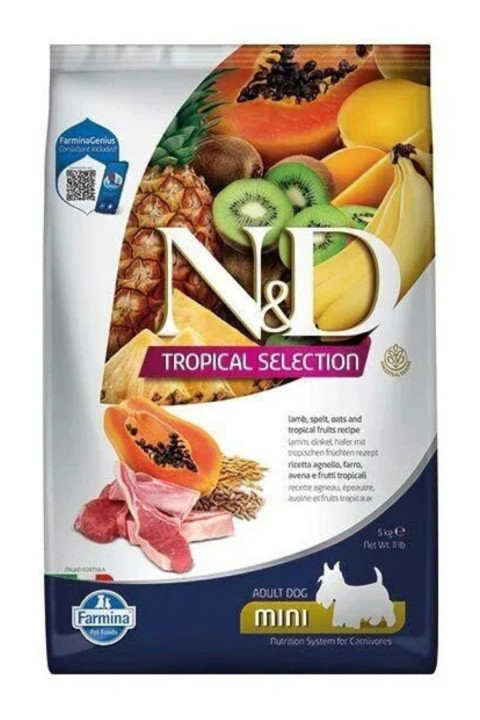N&D Tropical Selection Kuzu Etli ve Tropikal Meyveli 5 Kg Mini Yetişkin Kuru Köpek Maması