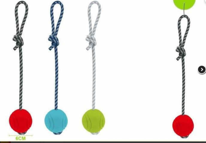 Nunbell Kauçuk Toplu Kordon Halatlı Köpek Oyuncağı 33 cm Top 6 cm